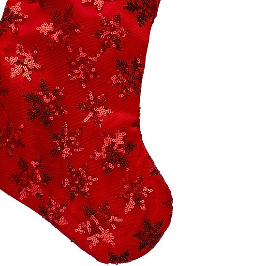20.5'' Red and White Sequin Snowflake Christmas Stocking