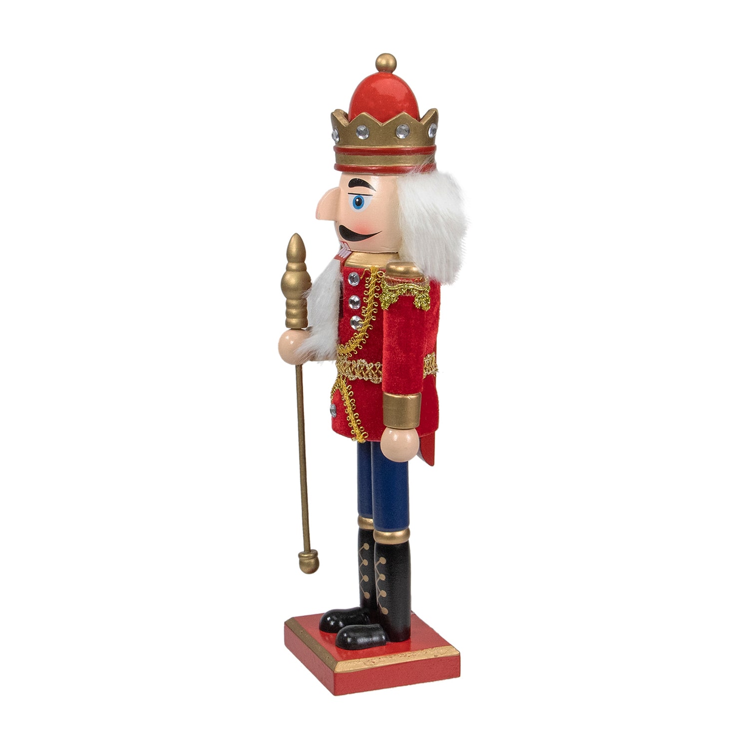 14'' Red and Gold Traditional Christmas Nutcracker King with Scepter Tabletop Figurine