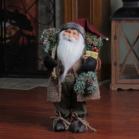 16'' Country Rustic Santa Claus with Present Christmas Figure
