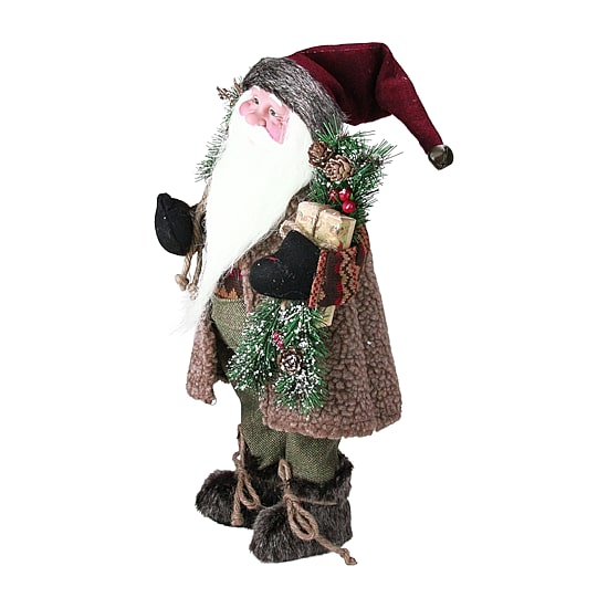 16'' Country Rustic Santa Claus with Present Christmas Figure