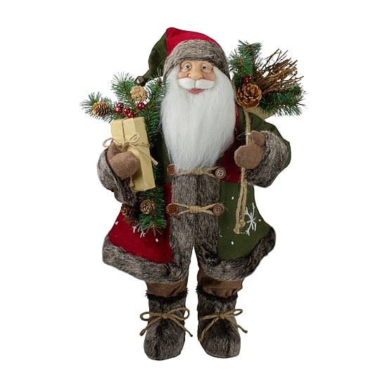 24'' Country Rustic Santa Claus with Snowflake Jacket Christmas Figure