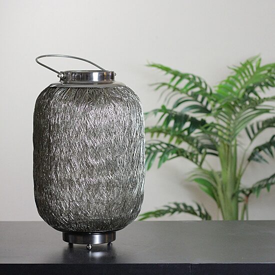 23'' Beach Day Contemporary Chic Large Wire Woven Hurricane Pillar Candle Holder
