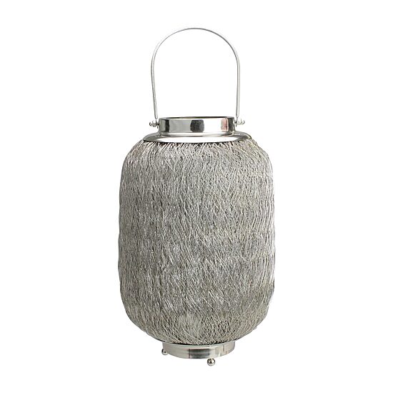 23'' Beach Day Contemporary Chic Large Wire Woven Hurricane Pillar Candle Holder