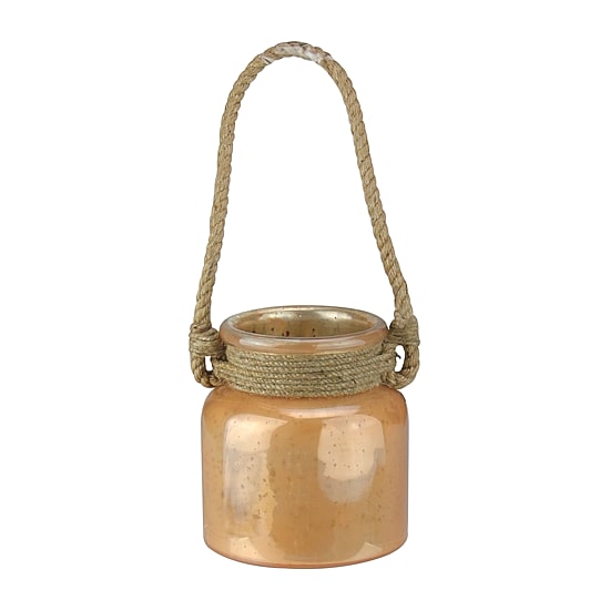 6.25'' Brown Distressed Glass Hurricane Decor with Rope
