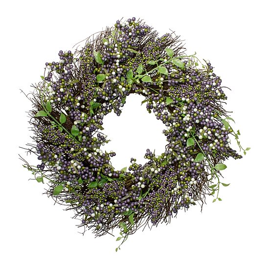 Purple Mini Berry Artificial Thanksgiving Wreath  22-Inch Unlit