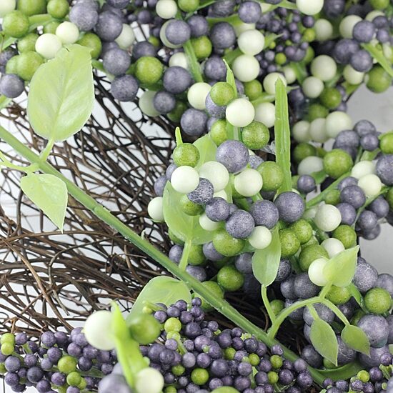 Purple Mini Berry Artificial Thanksgiving Wreath  22-Inch Unlit