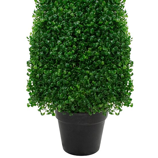 45'' Two Tone Green Triangular Artificial Boxwood Topiary Potted Tree - Unlit