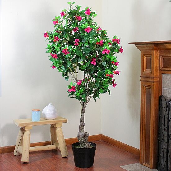 74.5'' Pink and Red Potted Artificial Bougainvillea Tree