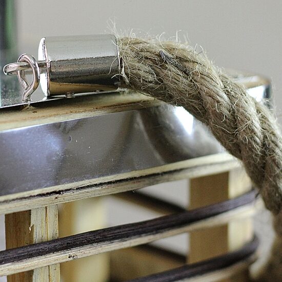 11.25'' Rustic Chic Rectangular Rattan Candle Holder Lantern with Jute Handle