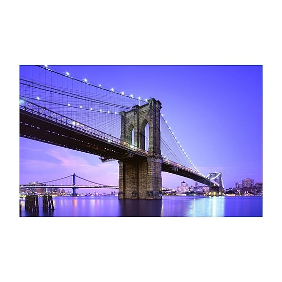 LED Lighted Famous New York City Brooklyn Bridge Canvas Wall Art 15.75'' x 23.5''