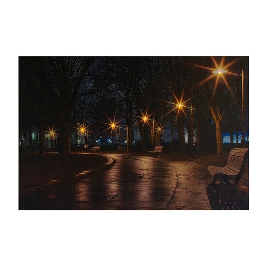 LED Lighted Nighttime City Park Scene Canvas Wall Art 23.75"