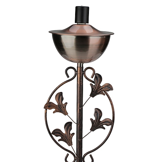 64.5'' Brushed Copper Floral Motif Outdoor Patio Garden Oil Lamp Torch