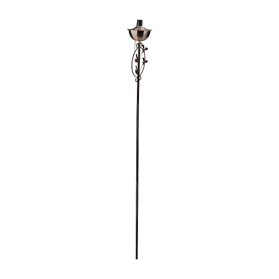 64.5'' Brushed Copper Floral Motif Outdoor Patio Garden Oil Lamp Torch