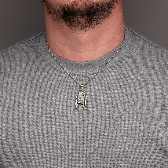 Star Wars® R2-D2 Mens 3D Stainless Steel Pendant Necklace