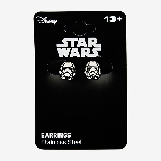 Star Wars® Stainless Steel and Enamel Stormtrooper Stud Earrings