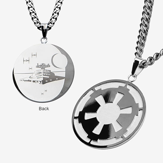 Star Wars® Death Star Symbol Mens Stainless Steel Pendant Necklace