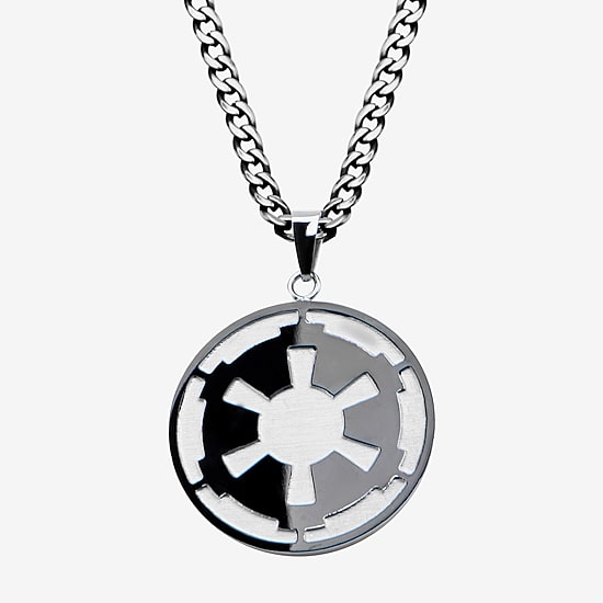 Star Wars® Death Star Symbol Mens Stainless Steel Pendant Necklace