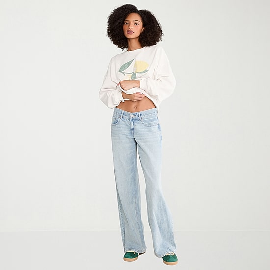 AEROPOSTALE Womens Juniors Crew Neck Long Sleeve Sweatshirt