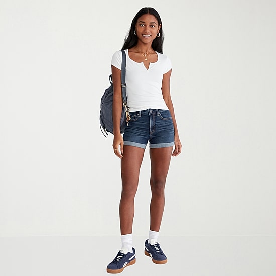 AEROPOSTALE Womens 3" High Rise Juniors Denim Short