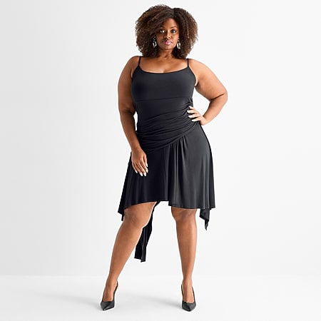 black halter dress plus size Ever-Pretty Plus Size Halter Pleated Midi Dress for Summer Wedding Guests & Cocktail Parties