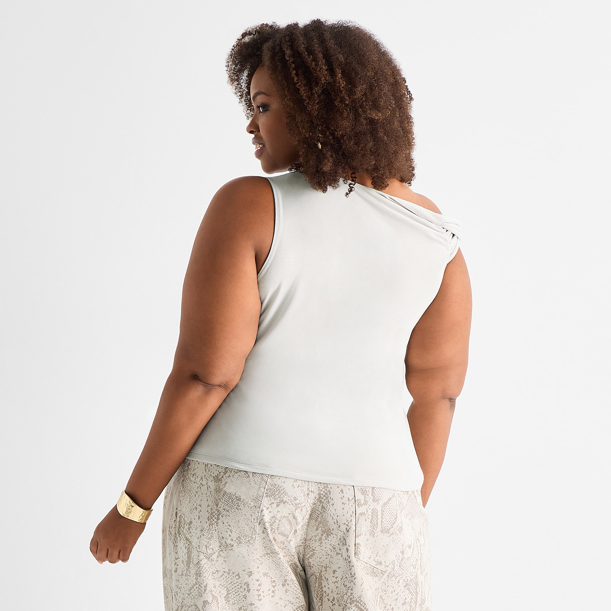 Ashley Graham Womens U Neck Sleeveless Tank Top