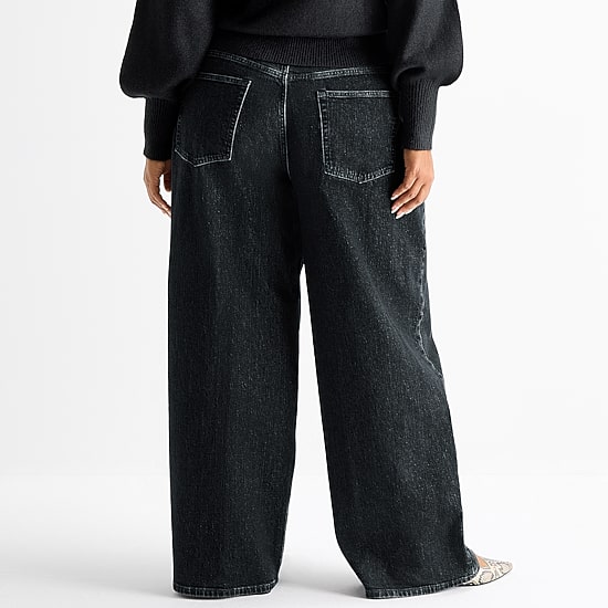 Ashley Graham Slouchy Womens Plus High Rise Wide Leg Jean