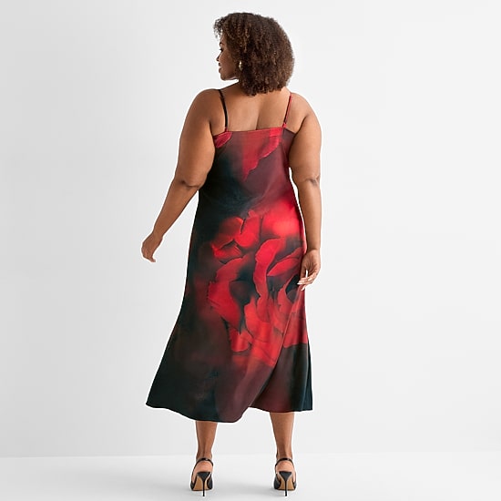 Ashley Graham Womens Satin Slip Dress