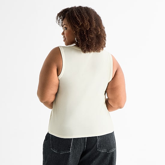 Ashley Graham Womens Plus U Neck Tank