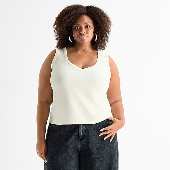 Ashley Graham Womens Plus U Neck Tank