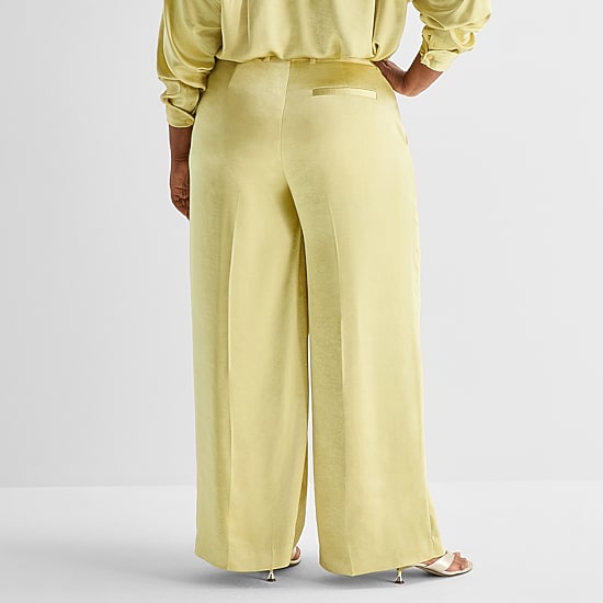 Ashley Graham Womens Plus Straight Flat Front Pant