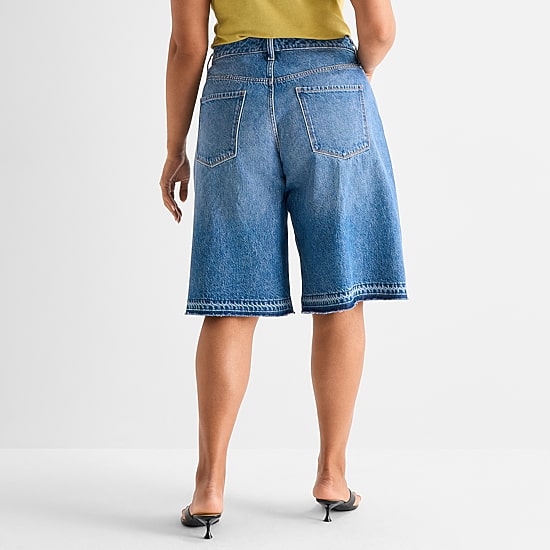 Ashley Graham Womens 14" Plus Denim Short