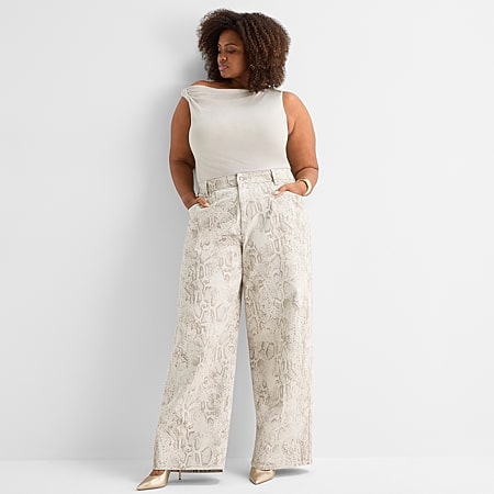 RM Rebecca Minkoff Womens Mid Rise Wide Leg Jean, Color: White