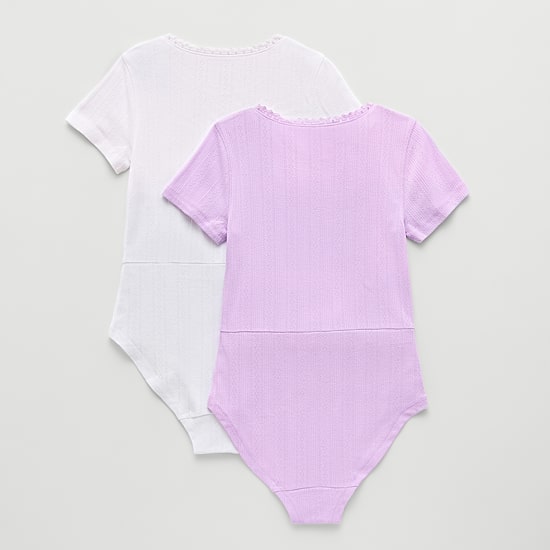 Thereabouts Little & Big Kid Girls Round Neck Short Sleeve 2-pc. Bodysuit