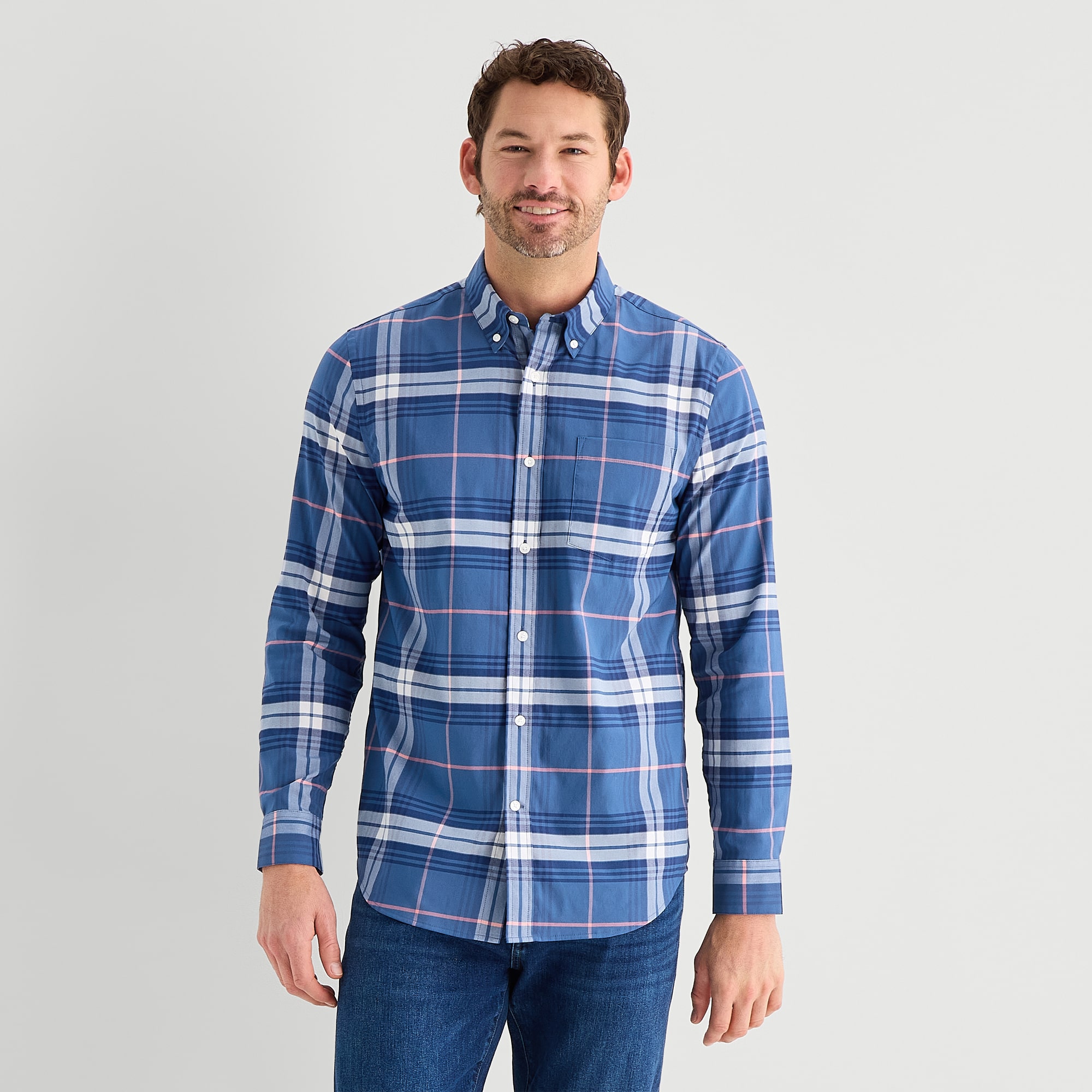 St. John's Bay Performance Mens Long Sleeve Classic Fit Button-Down Shirt
