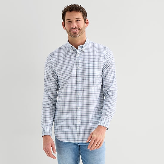 St. John's Bay Performance Mens Long Sleeve Classic Fit Button-Down Shirt