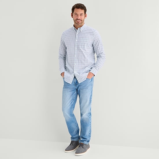 St. John's Bay Performance Mens Long Sleeve Classic Fit Button-Down Shirt