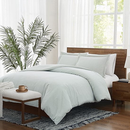 Brooklyn Loom Pinstripe 3-pc. Easy Care Duvet Cover Set