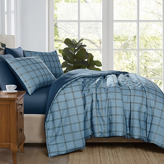 Cannon Luka Grid 3-pc. Easy Care Duvet Cover Set