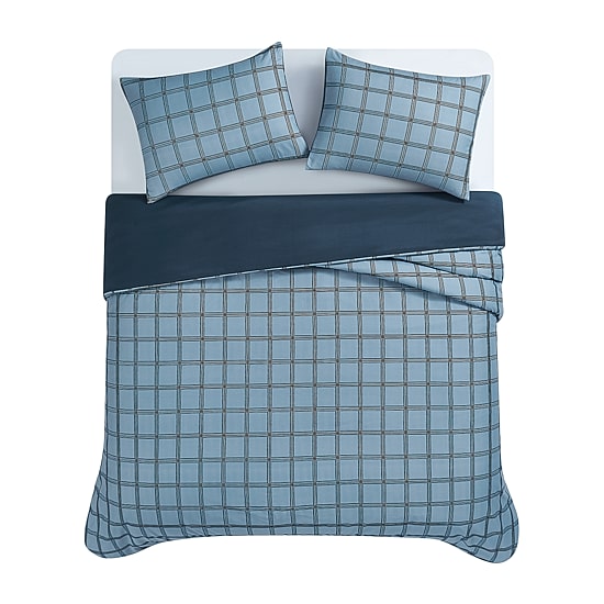 Cannon Luka Grid 3-pc. Easy Care Duvet Cover Set