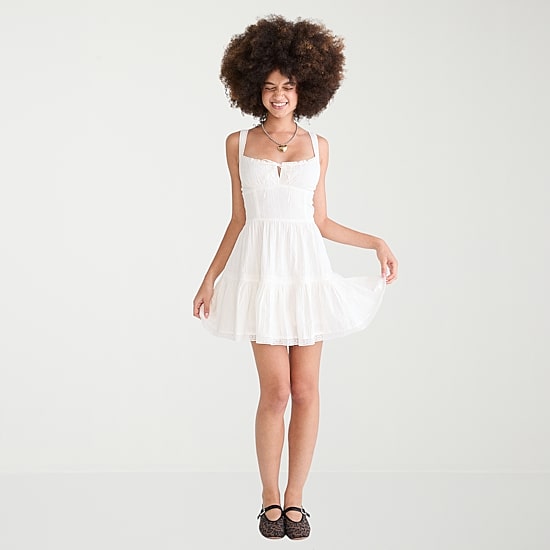 aeropostale white dress With Built In Shorts Size Large New With Tags See Photos Chic and summery Aeropostale Printed V-Neck Buttoned A-Line