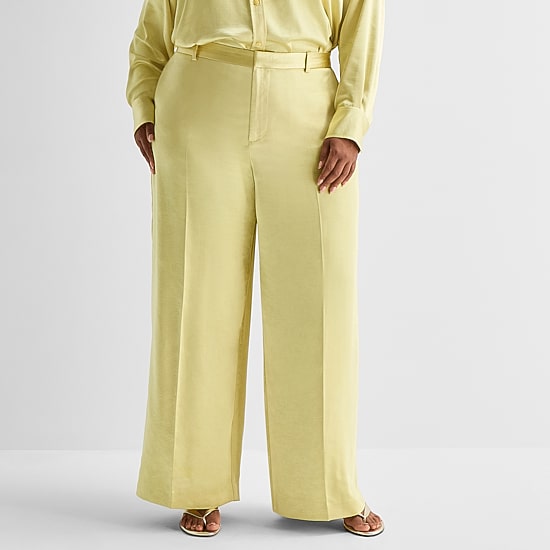 Ashley Graham Womens Plus Straight Flat Front Pant