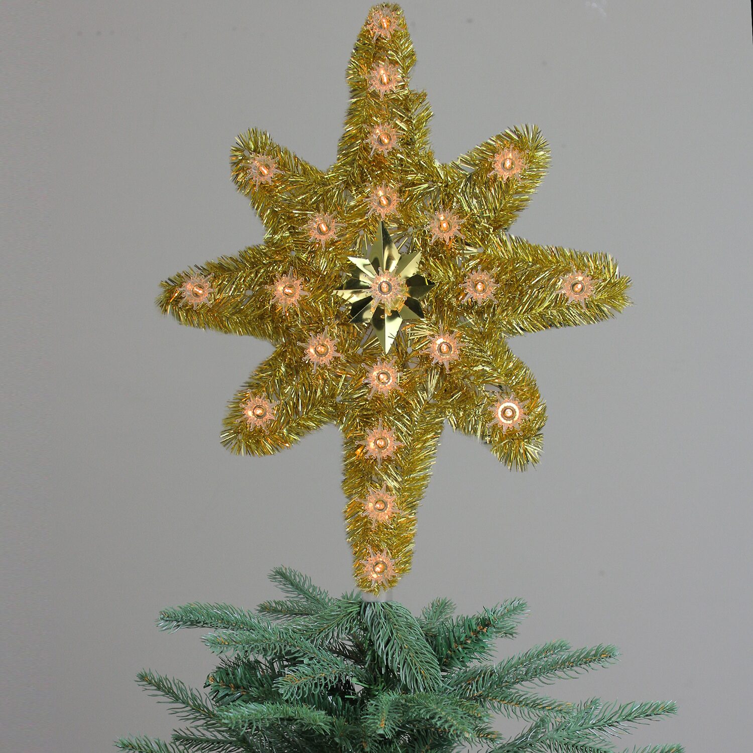 21'' Gold Star of Bethlehem Christmas Tree Topper - Clear Lights