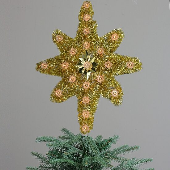 21'' Gold Star of Bethlehem Christmas Tree Topper - Clear Lights