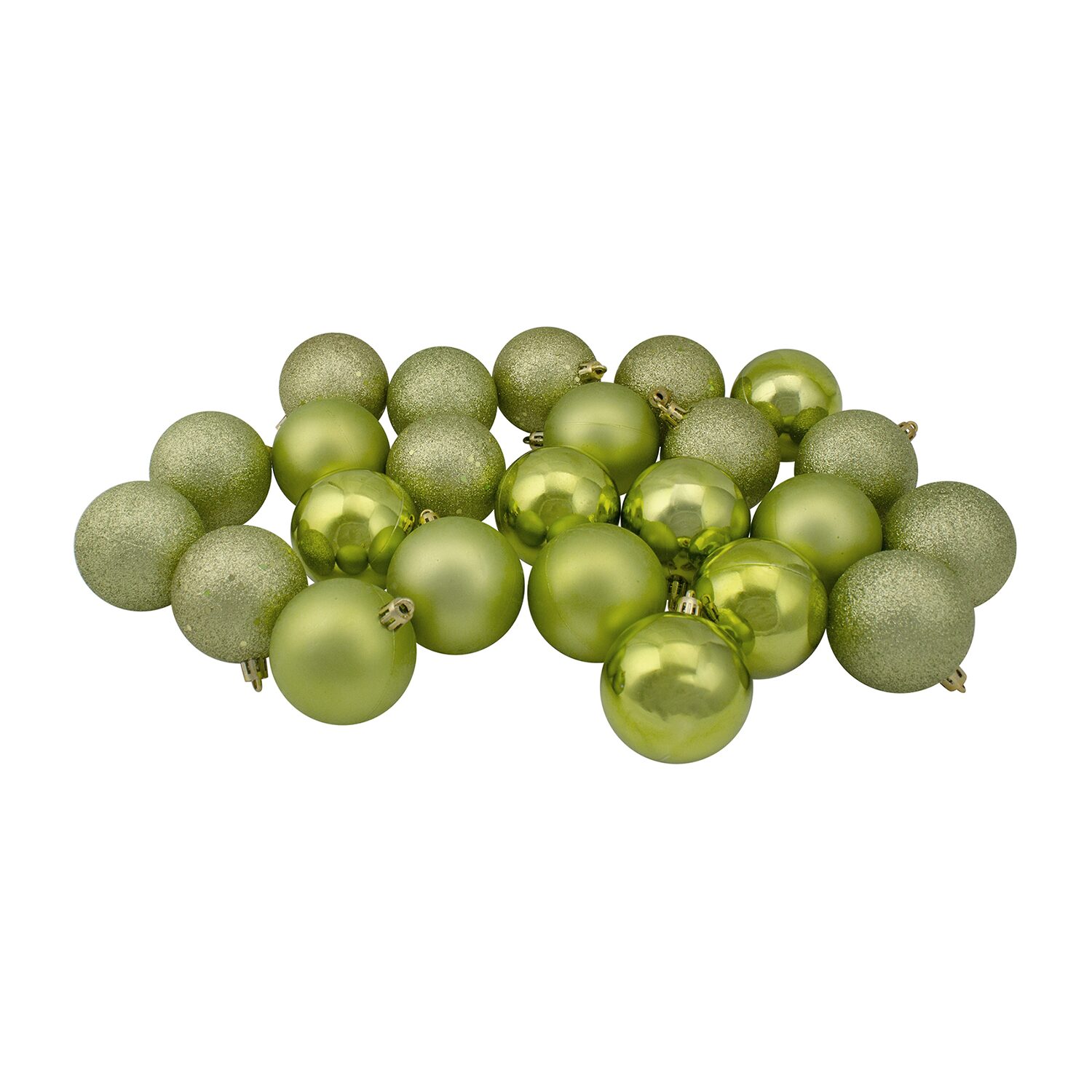 24ct Kiwi Green Shatterproof 4-Finish Christmas Ball Ornaments 2.5'' (60mm)
