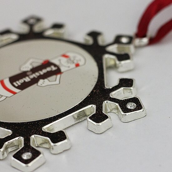 3.5'' Silver Plated Snowflake Toostie Roll Man Candy Logo Christmas Ornament