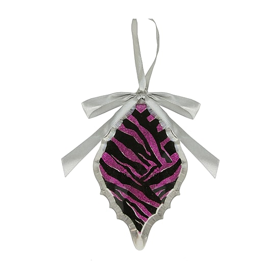 5.75'' Magenta Pink and Gray Glittered Diamond Prism Christmas Ornament