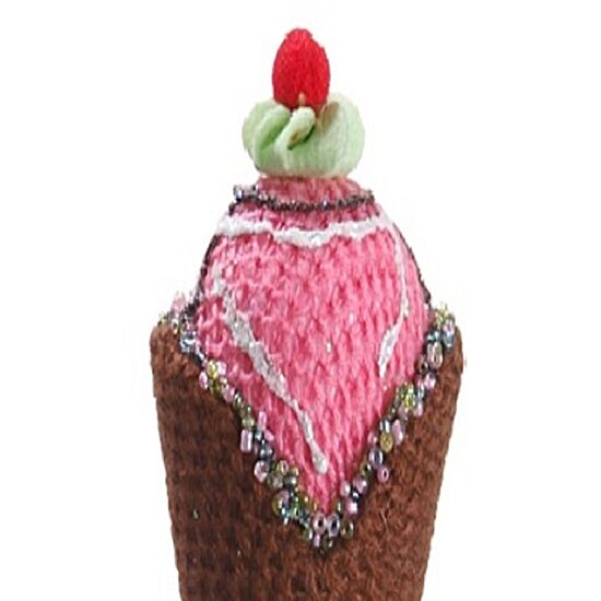 6'' Brown and Pink Strawberry Ice Cream Cone Christmas Ornament