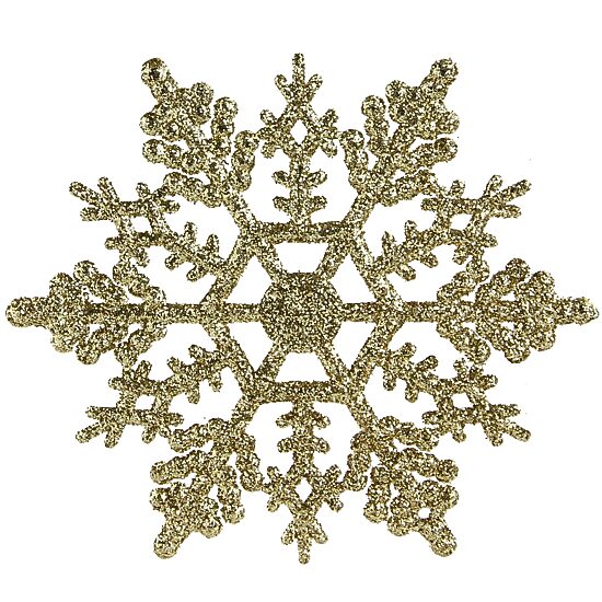24ct Gold Glitter Snowflake Christmas Ornaments 4"