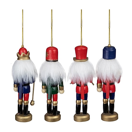 Set of 4 Red and Green Christmas Nutcracker Ornaments - 5"