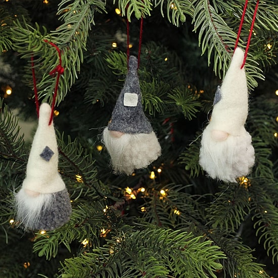Set of 3 Gray and Cream Christmas Gnomes 3.75"